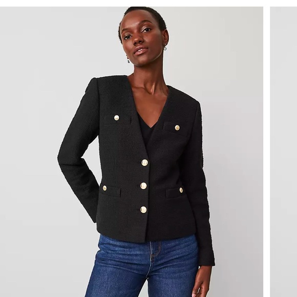 Ann Taylor Tweed Fitted V-Neck Jacket - Picture 4 of 11